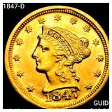 1847-D $2.50 Gold Quarter Eagle UNCIRCULATED