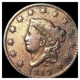 1819 Coronet Head Large Cent CLOSELY UNCIRCULATE
