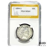 1894-S Barber Half Dollar PGA MS64