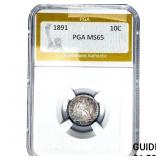 1891 Seated Liberty Dime PGA MS65