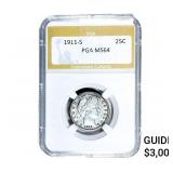 1911-S Barber Quarter PGA MS64