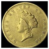 1855 Gold $1 Indian Princess Head Type 2 CLOSELY U