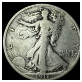 1918-D Silver Walking Liberty Half Dollar LIGHTLY
