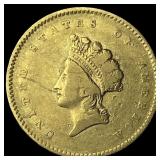 1854 Gold $1 Indian Princess Head CLOSELY UNCIRCUL