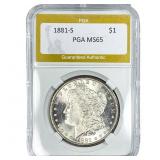 1881-S Morgan Silver Dollar PGA MS65