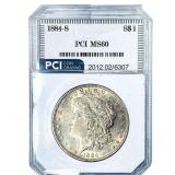1884-S Morgan Silver Dollar PCI MS60