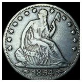 1854 Arrows Seated Liberty Half Dollar NEARLY UN