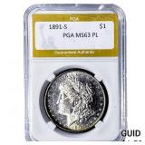 1891-S Morgan Silver Dollar PGA MS63 PL
