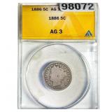 1886 Liberty Victory Nickel ANACS AG3