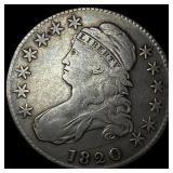 1820 Silver Capped Bust Half Dollar NEARLY  UNCIR