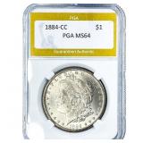 1884-CC Morgan Silver Dollar PGA MS64