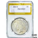 1922-S Silver Peace Dollar PGA MS63