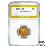 1909 VDB Wheat Cent PGA MS65 RD
