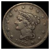 1842 Braided Hair Large Cent LIGHTLY  CIRCULATED