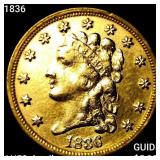 1836 $2.50 Gold Quarter Eagle CLOSELY UNCIRCULATED