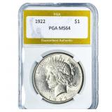 1922 Silver Peace Dollar PGA MS64