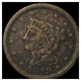 1849 Braided Hair Half Cent NEARLY UNCIRCULATED