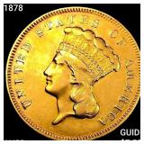 1878 $3 Gold Piece CHOICE AU