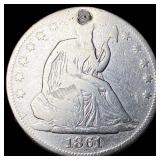 1861 Silver Seated Liberty Half Dollar HIGH GRAD