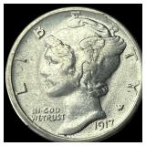 1917-S Silver Mercury Dime CHOICE AU