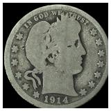 1914 Silver Barber Half Dollar NICELY CIRCULATED