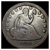 1839 Seated Liberty Silver Quarter LIGHTLY  CIRCU