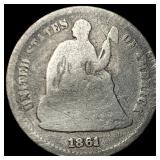 1861 Silver Seated Liberty Half Dime NICELY CIRC