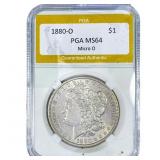 1880-O Morgan Silver Dollar PGA MS64 Micro O