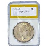 1923-S Silver Peace Dollar PGA MS64+