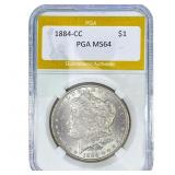 1884-CC Morgan Silver Dollar PGA MS64