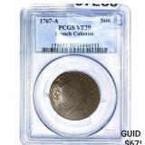 1767-A French Colonies 1 Sou PCGS VF20