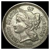1868 Nickel Three-Cent Piece ABOUT UNCIRCULATED