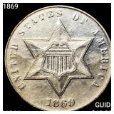 1869 Silver Three Cent CHOICE BU
