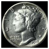 1918 Mercury Dime NEARLY UNCIRCULATED