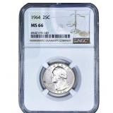 1964 Washington Silver Quarter NGC MS66
