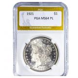 1921 Morgan Silver Dollar PGA MS64 PL