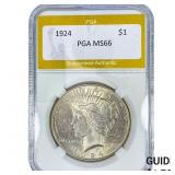 1924 Silver Peace Dollar PGA MS66
