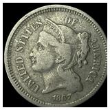 1867 Nickel Three-Cent Piece LIGHTLY CIRCULATED