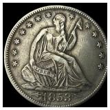 1853 Arrows Seated Liberty Half Dollar NEARLY UNCI