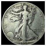 1938-D Silver Walking Liberty Half Dollar NEARLY U