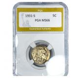 1931-S Buffalo Nickel PGA MS66