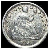 1857 Silver Seated Liberty Half Dime CLOSELY  UNC