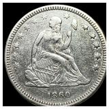 1860 Silver Seated Liberty Quarter  UNCIRCULATED