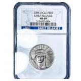 2008 $50 Platinum Eagle NGC MS69