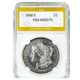 1898-S Morgan Silver Dollar PGA MS63 PL