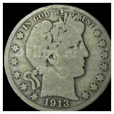 1913 Silver Barber Half Dollar LIGHTLY CIRCULATED