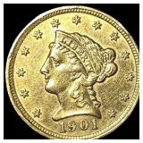 1901 Liberty Head Gold Quarter Eagle $2.50 UNCIR