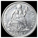 1874 Silver Seated Liberty Dime NEARLY UNCIRCULA
