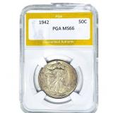 1942 Walking Liberty Half Dollar PGA MS66