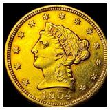 1904 Liberty Head Gold Quarter Eagle CLOSELY UNC